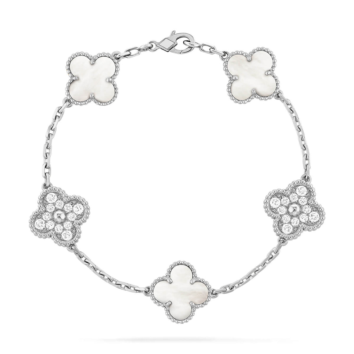 [Aetheris]LUCKY CLOVER 5-MOTIF BRACELET - WHITE MOTHER-OF-PEARL COLLECTION
