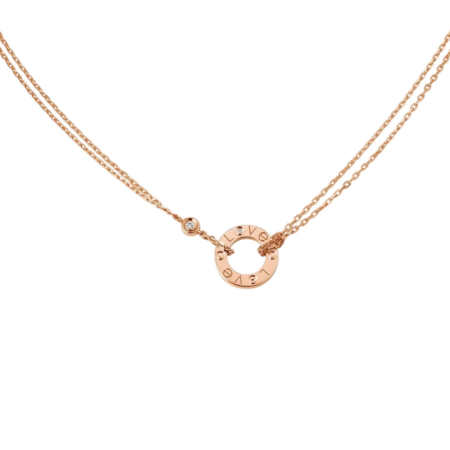 [Aetheris]LOVE RUNDANHÄNGER MIT 2 DIAMANTEN HALSKETTE