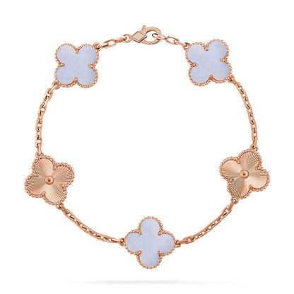 [Aetheris] LUCKY CLOVER 5-MOTIV-ARMREIF - PURPUR CHALCEDON KOLLEKTION