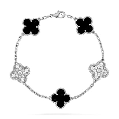 [Aetheris]LUCKY CLOVER 5-MOTIV-ARMBAND – BLACK ONYX KOLLEKTION