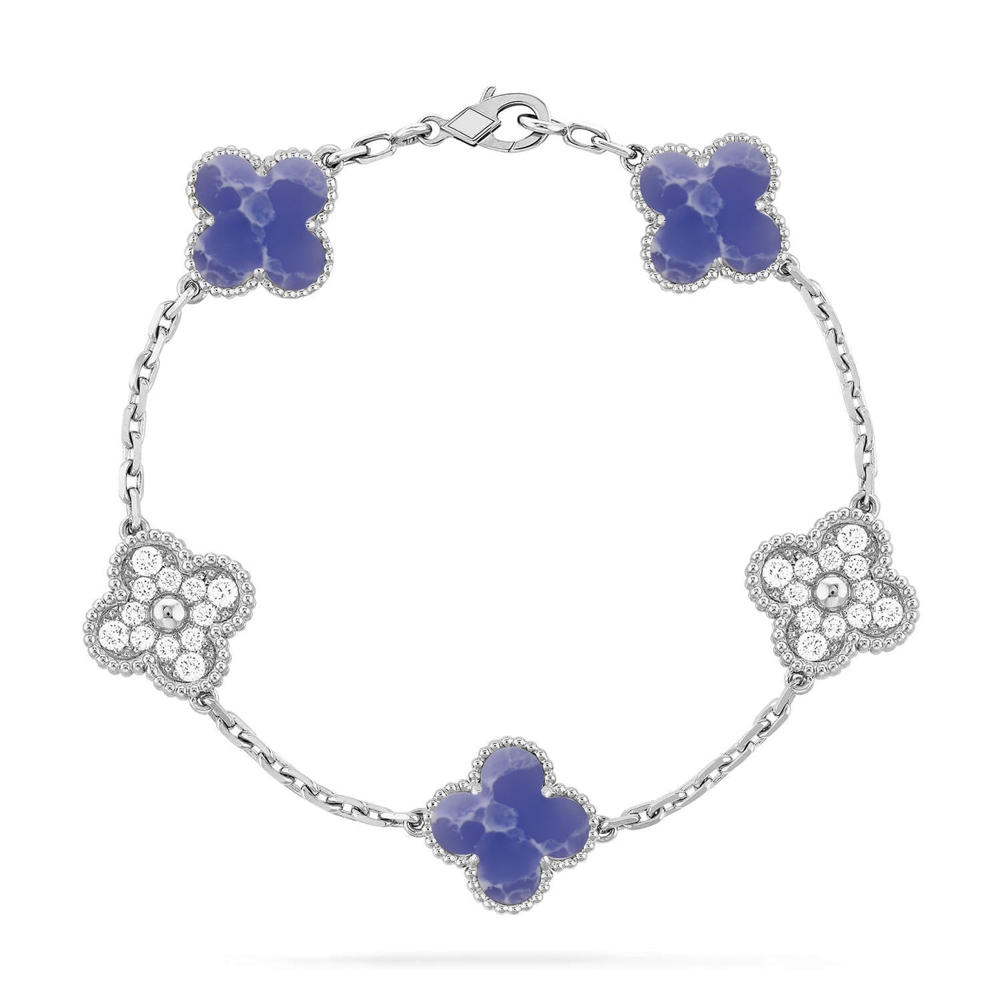 [Aetheris]LUCKY CLOVER 5-MOTIF ARMBAND - BLAUE LARIMAR KOLLEKTION