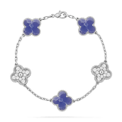 [Aetheris]LUCKY CLOVER 5-MOTIF ARMBAND - BLAUE LARIMAR KOLLEKTION