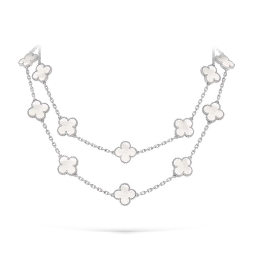 [Aetheris]KLASSISCHE 20-MOTIV GLÜCKSKLEE-HALSKETTE AUS WEISSGOLD
