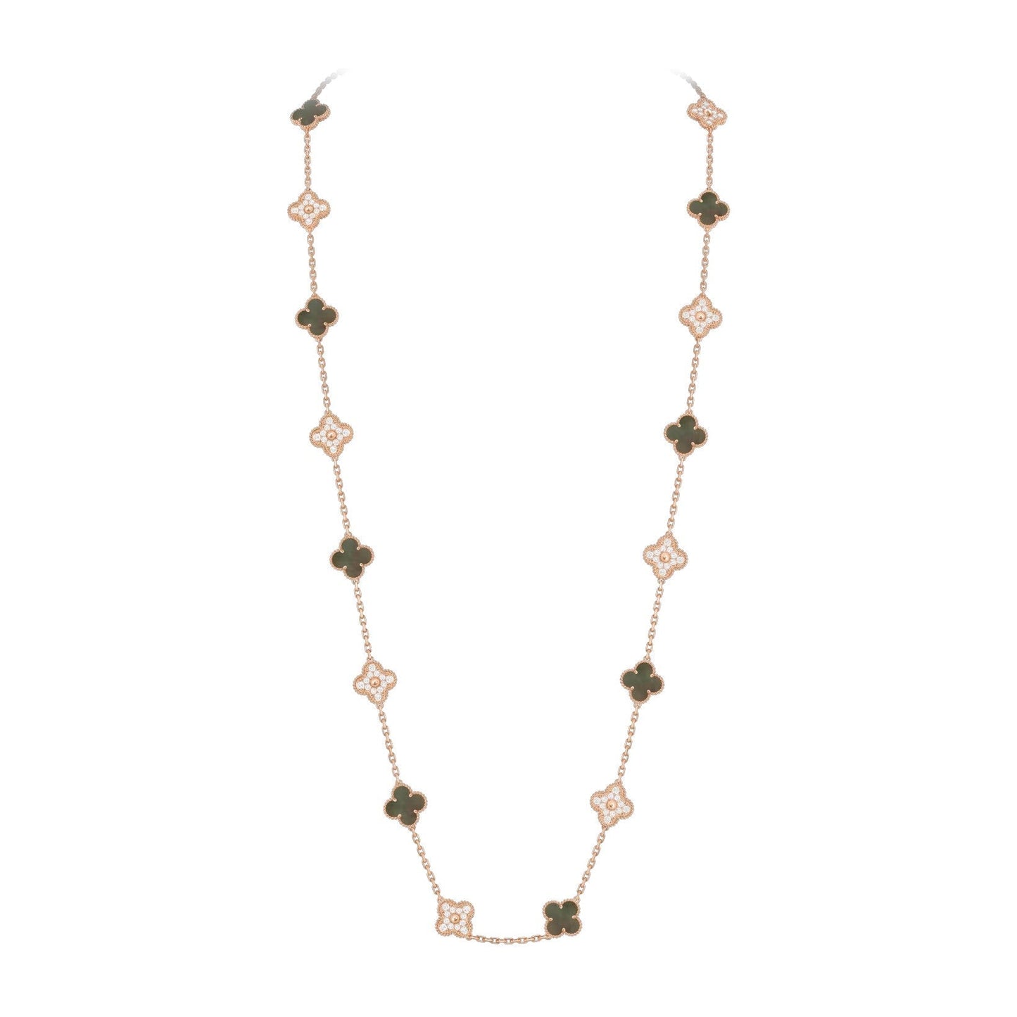 [Aetheris]KLASSISCHE 20-MOTIV GLÜCKSKLEE-HALSKETTE LANG ROSÉGOLD KOLLEKTION