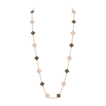 [Aetheris]KLASSISCHE 20-MOTIV GLÜCKSKLEE-HALSKETTE LANG ROSÉGOLD KOLLEKTION