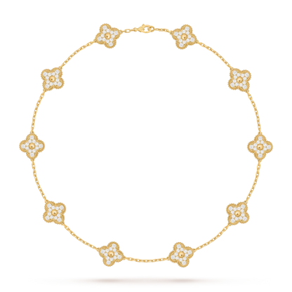 [Aetheris]KLASSISCHE GLÜCKS-KLEE-HALSKETTE MIT 10 MOTIVEN AUS DER GOLD-KOLLEKTION