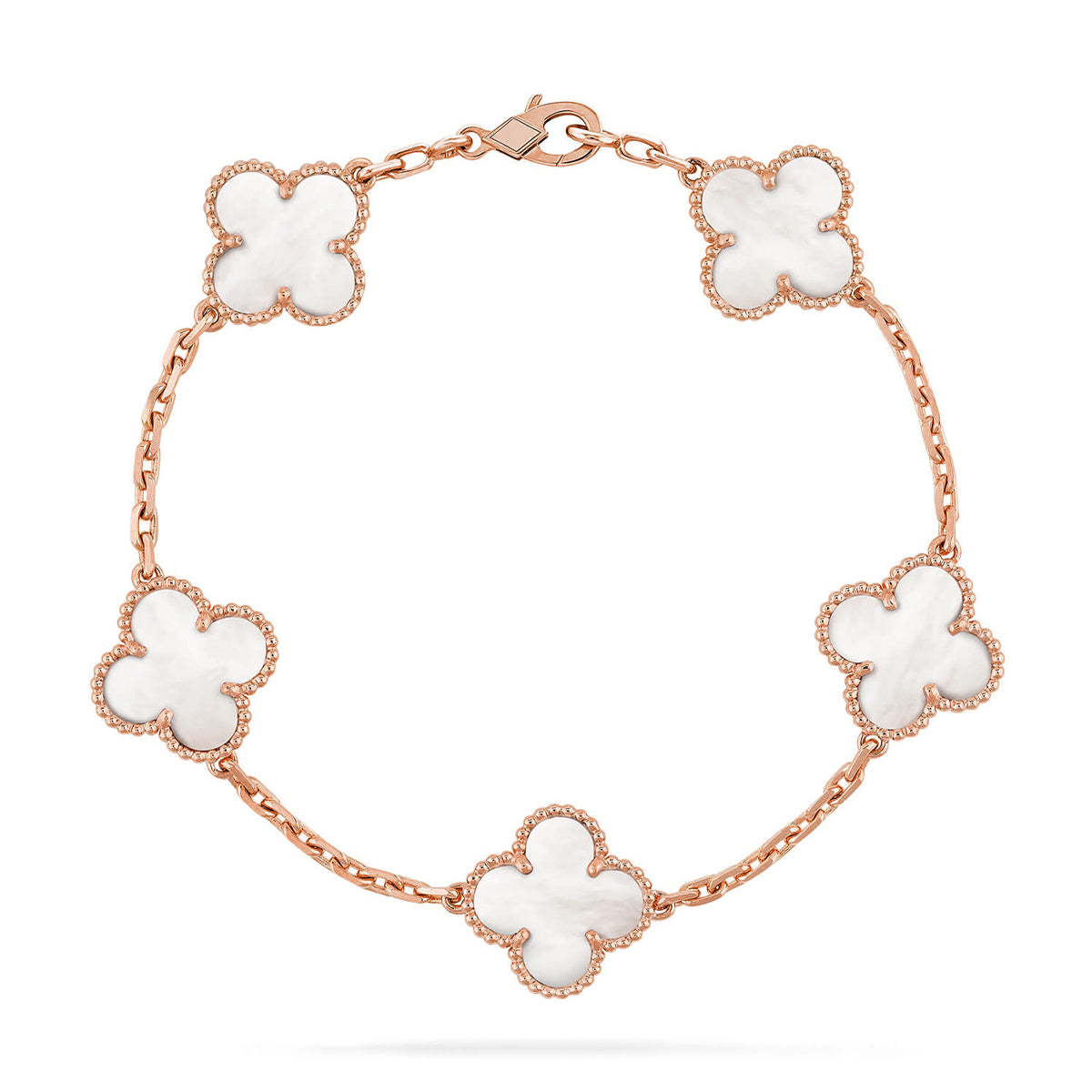 [Aetheris]LUCKY CLOVER 5-MOTIF BRACELET - WHITE MOTHER-OF-PEARL COLLECTION