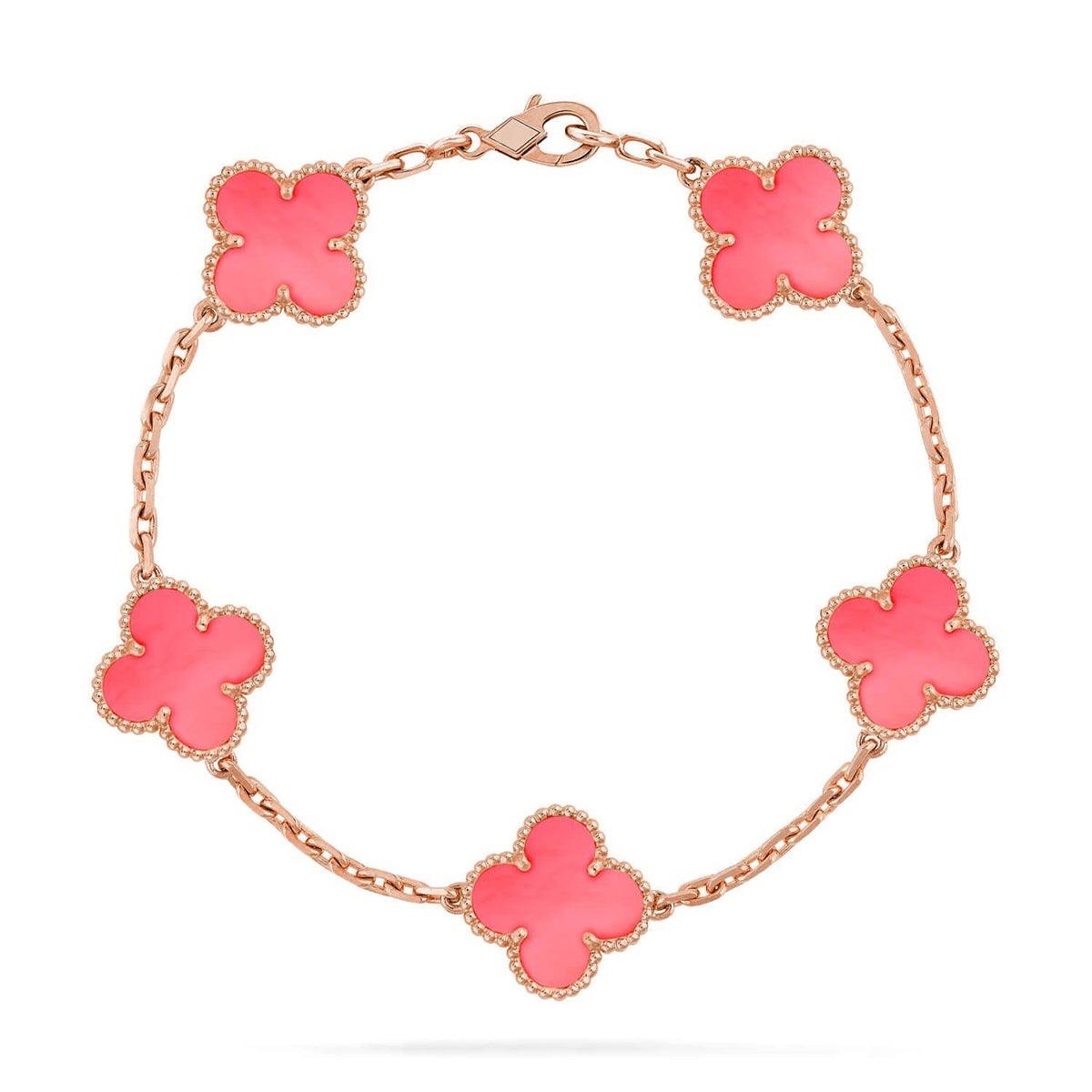 [Aetheris]LUCKY CLOVER 5-MOTIF BRACELET – KOLLEKTION ROSAFARBENES PERLMUTT