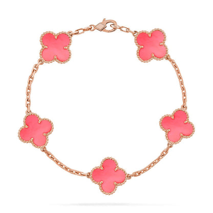 [Aetheris]LUCKY CLOVER 5-MOTIF BRACELET – KOLLEKTION ROSAFARBENES PERLMUTT