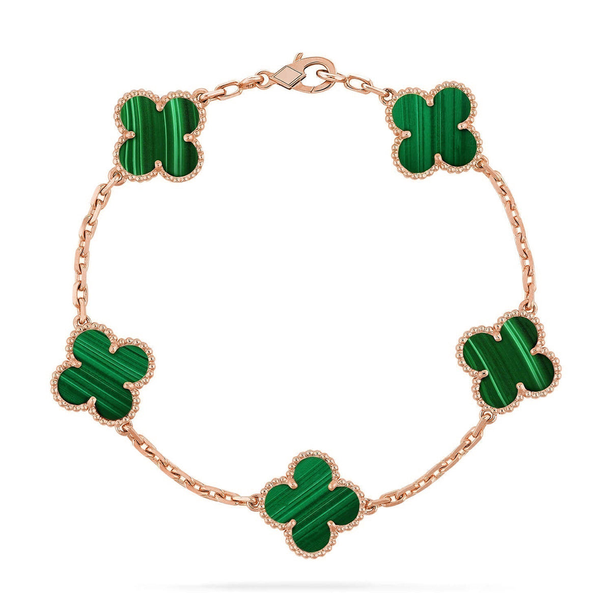 [Aetheris]LUCKY CLOVER 5-MOTIF BRACELET - MALACHITE COLLECTION