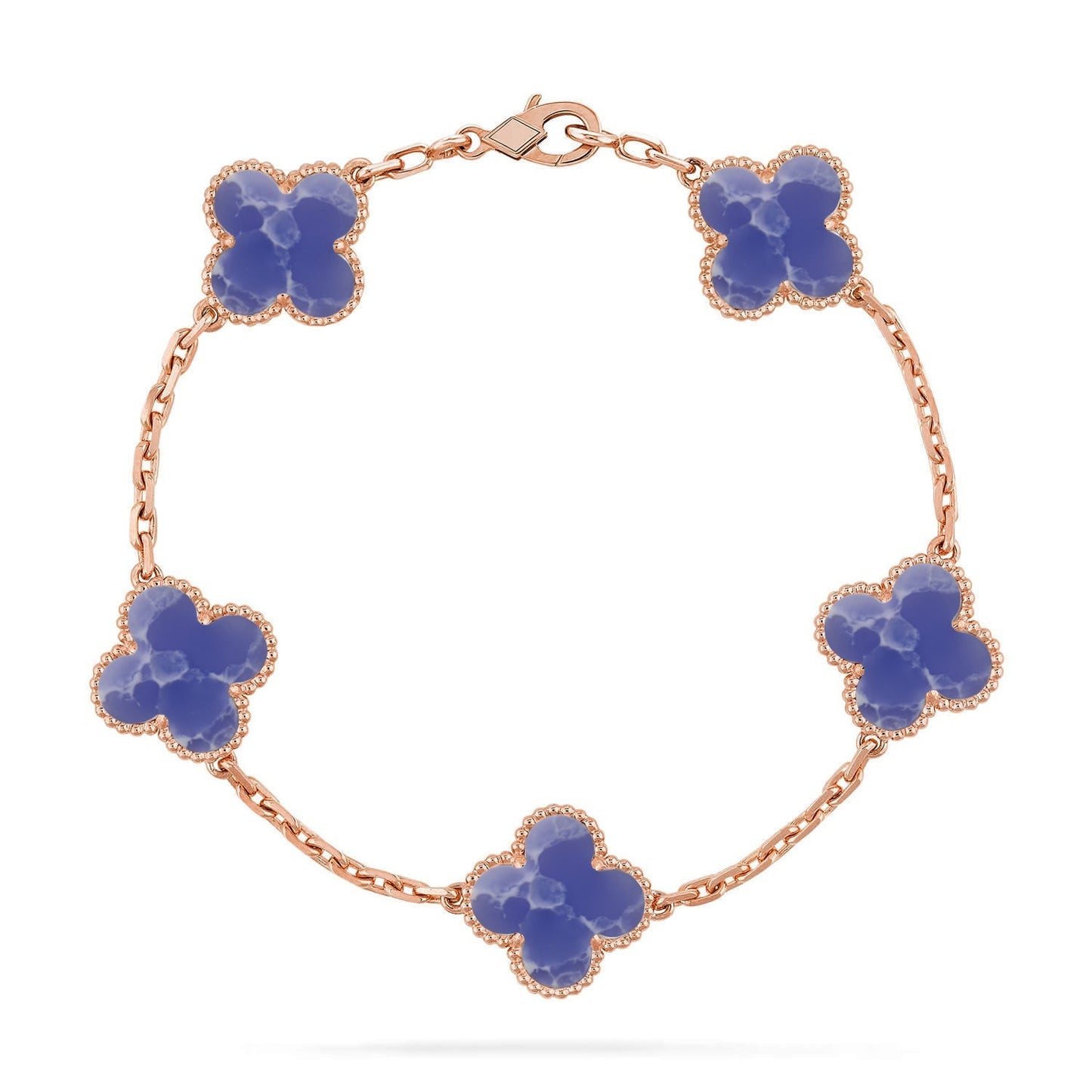 [Aetheris]LUCKY CLOVER 5-MOTIF ARMBAND - BLAUE LARIMAR KOLLEKTION