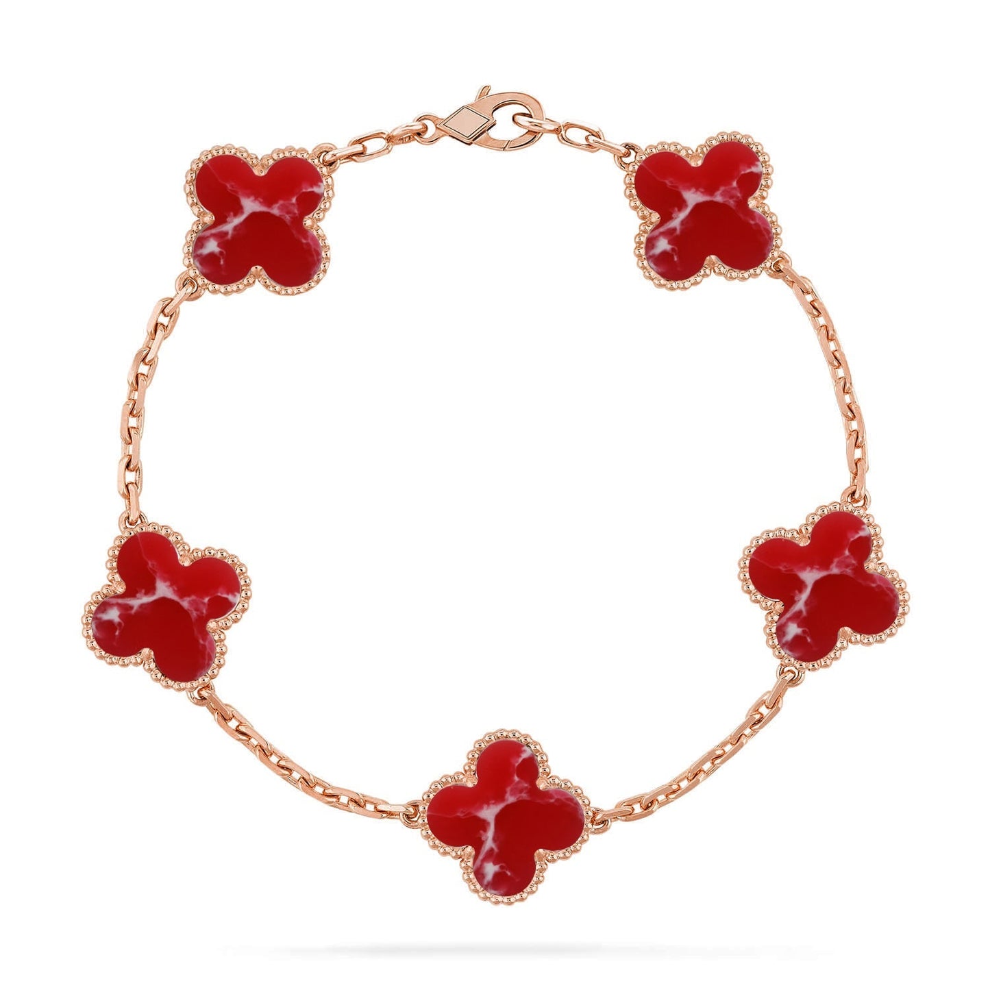 [Aetheris] LUCKY CLOVER ARMBAND MIT 5 MOTIVEN – ROTE LARIMAR-KOLLEKTION