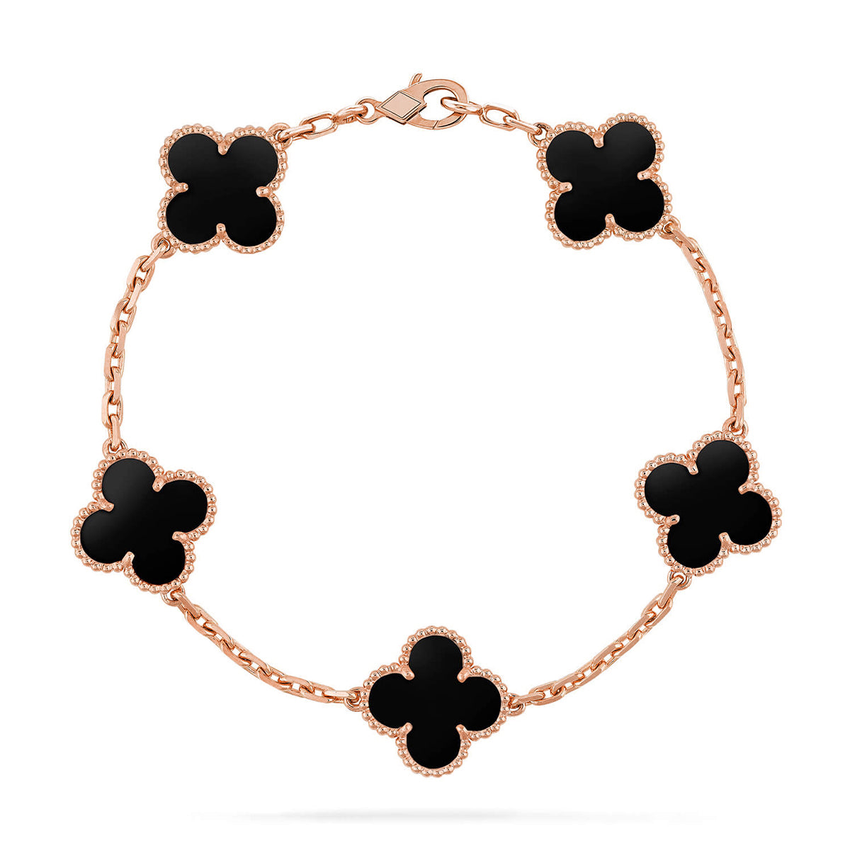 [Aetheris]LUCKY CLOVER 5-MOTIV-ARMBAND – BLACK ONYX KOLLEKTION