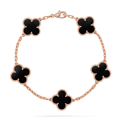 [Aetheris]LUCKY CLOVER 5-MOTIV-ARMBAND – BLACK ONYX KOLLEKTION