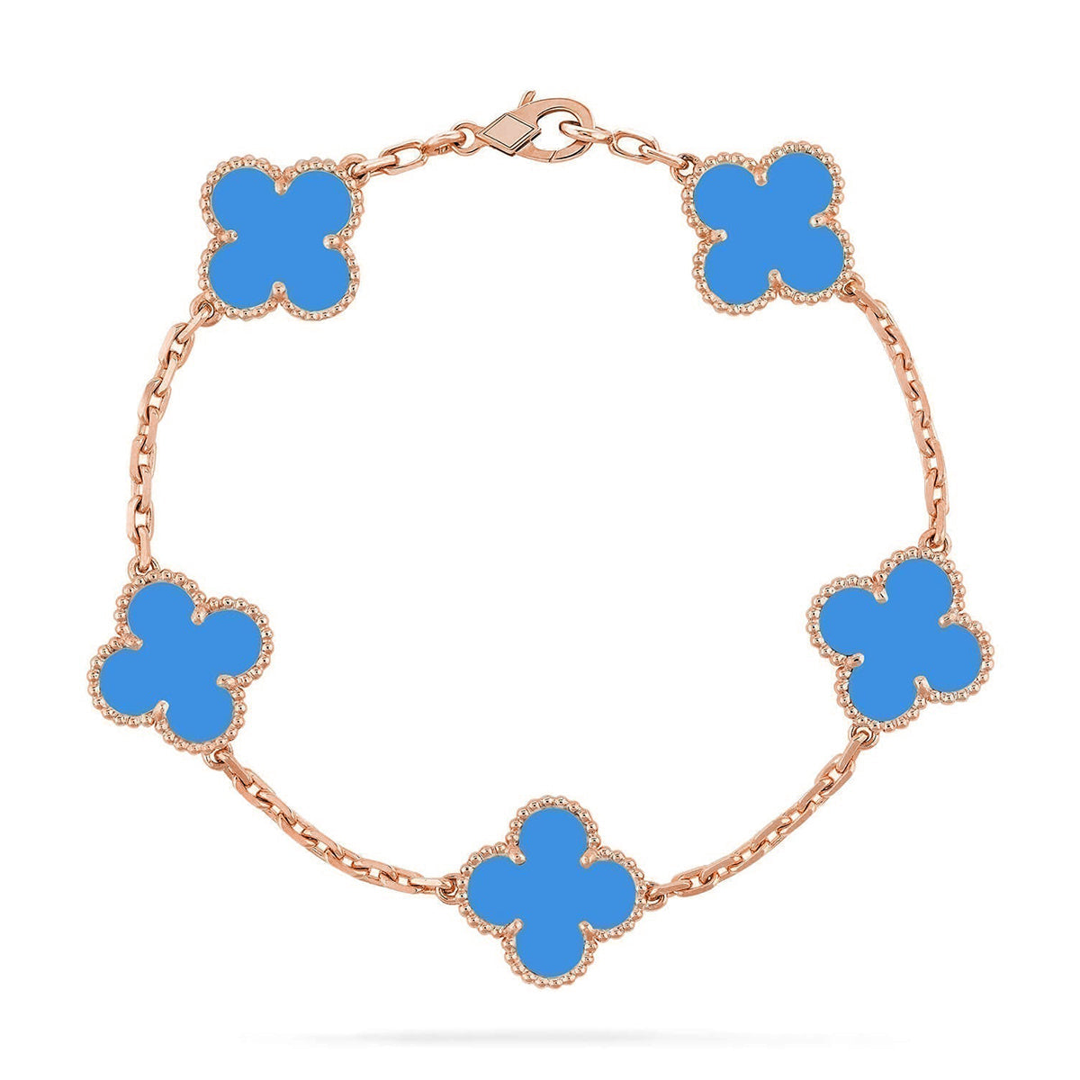 [Aetheris]GLÜCKKLEE-ARMBAND MIT 5 MOTIVEN – BLAUE-ACHAT-KOLLEKTION