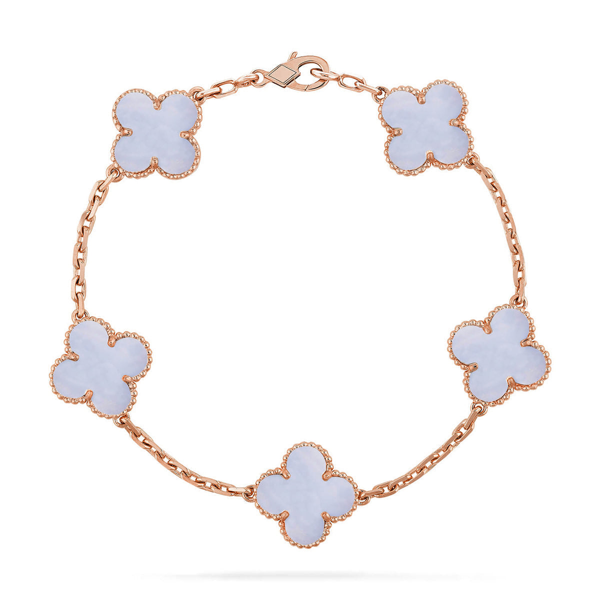 [Aetheris] LUCKY CLOVER 5-MOTIV-ARMREIF - PURPUR CHALCEDON KOLLEKTION