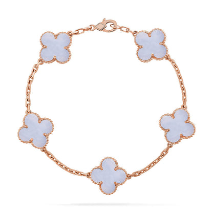 [Aetheris] LUCKY CLOVER 5-MOTIV-ARMREIF - PURPUR CHALCEDON KOLLEKTION