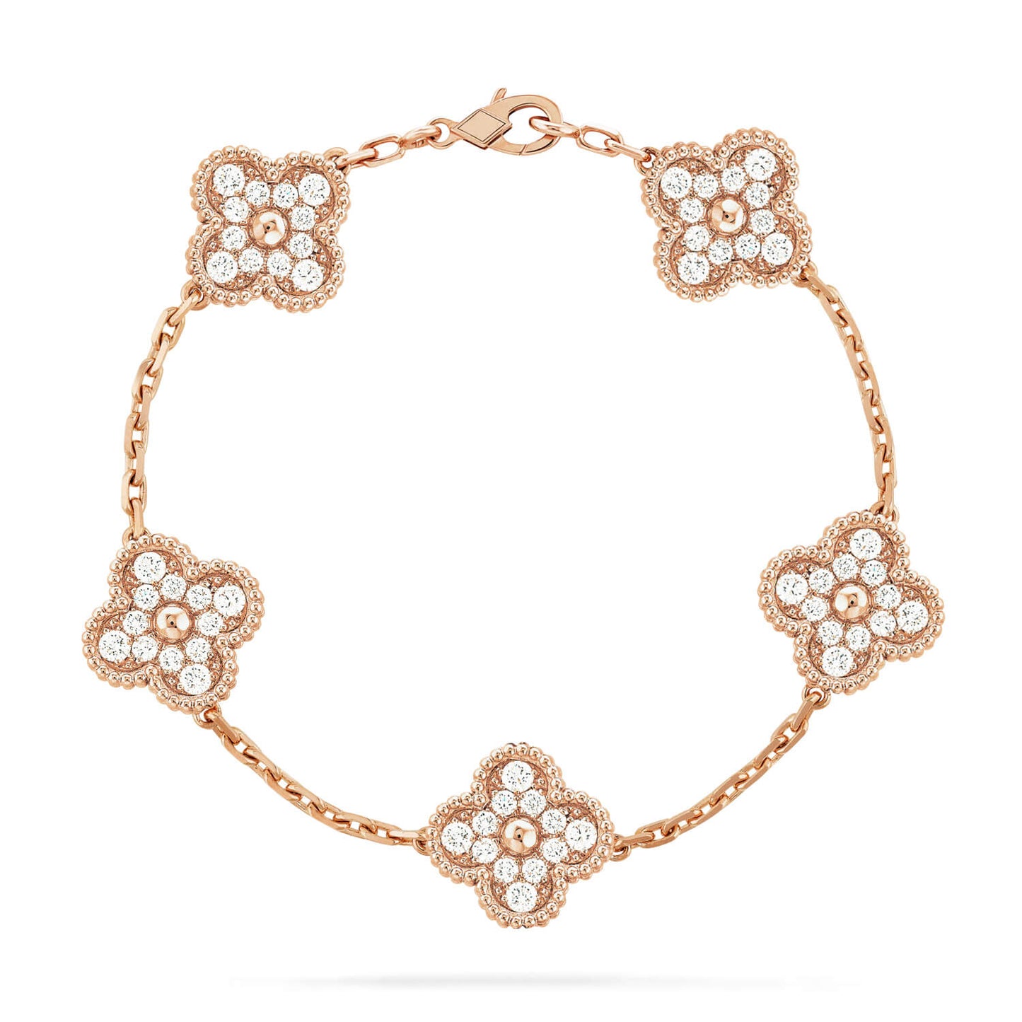 [Aetheris]LUCKY CLOVER 5-MOTIF BRACELET - VOLL-DIAMANT