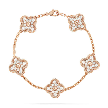 [Aetheris]LUCKY CLOVER 5-MOTIF BRACELET - VOLL-DIAMANT