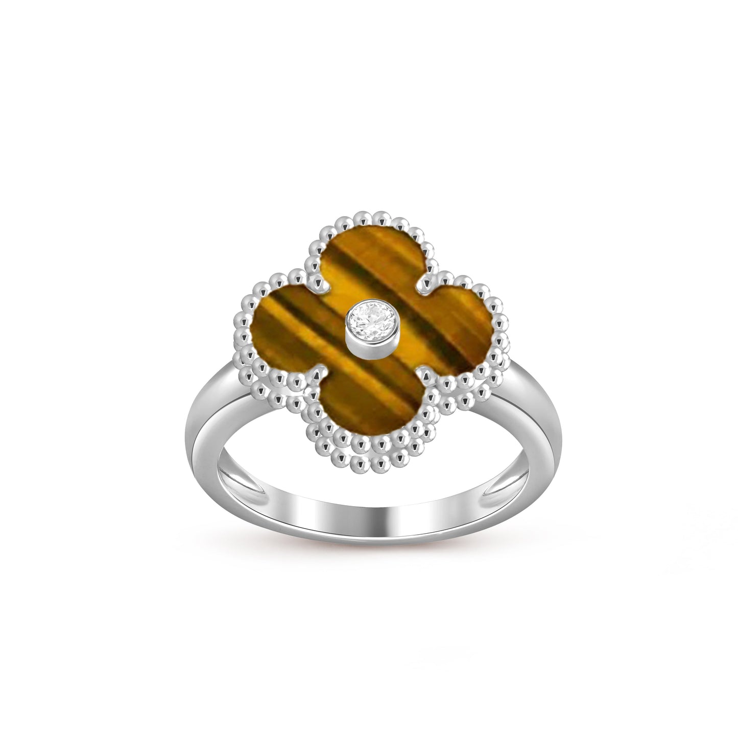 [Aetheris]LUCKY CLOVER DIAMOND-ACCENT WHITE GOLD RING COLLECTION