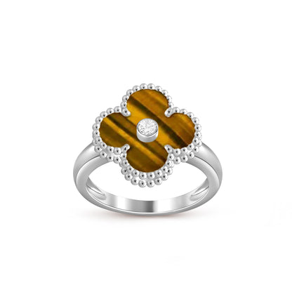 [Aetheris]LUCKY CLOVER DIAMOND-ACCENT WHITE GOLD RING COLLECTION