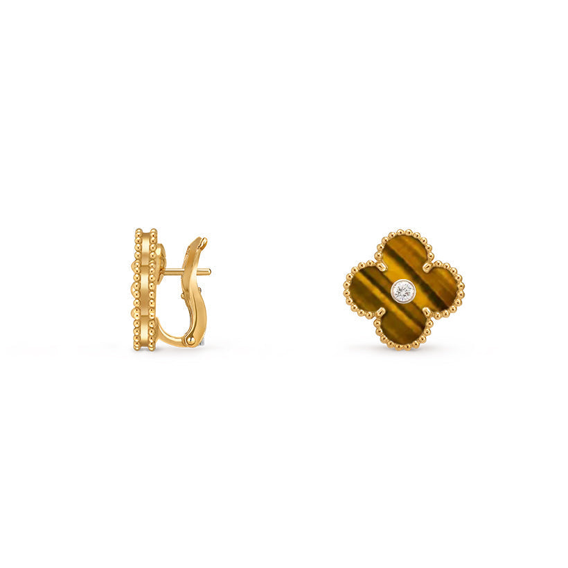 [Aetheris] 15MM KLEEBLÜTEN-OHRSTECKER DIAMANT-GOLD-KOLLEKTION