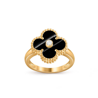 [Aetheris]LUCKY CLOVER DIAMOND-ACCENT GOLD RING COLLECTION