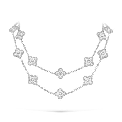 [Aetheris]KLASSISCHE 20-MOTIV GLÜCKSKLEE-HALSKETTE AUS WEISSGOLD