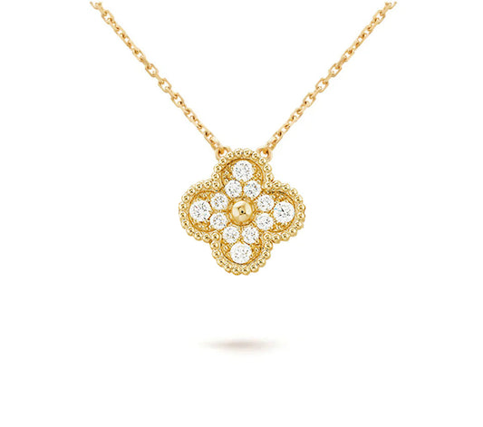[Aetheris]15MM CLOVER FLOWER DIAMOND PENDANT NECKLACE COLLECTION