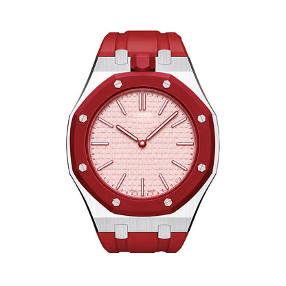 [Aetheris]EICHE ROT STAHL SILIKONARMBAND