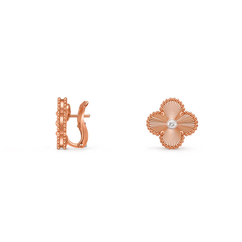 [Aetheris]15MM KLEEBLÜTEN OHRSTECKER DIAMANT-ROSÉGOLD KOLLEKTION