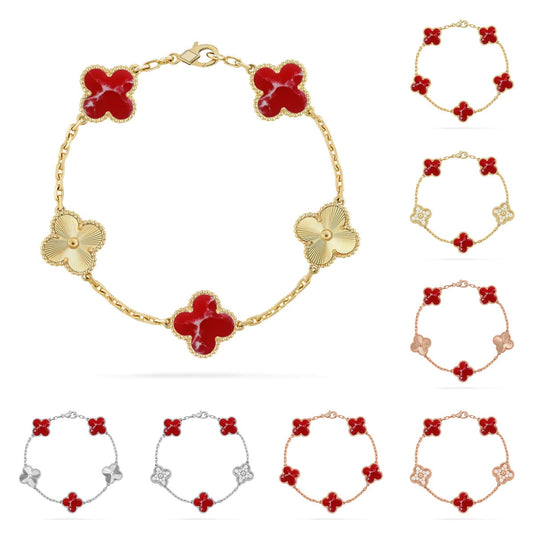 [Aetheris]LUCKY CLOVER 5-MOTIF BRACELET - RED LARIMAR COLLECTION