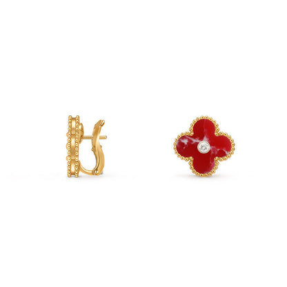 [Aetheris] 15MM KLEEBLÜTEN-OHRSTECKER DIAMANT-GOLD-KOLLEKTION