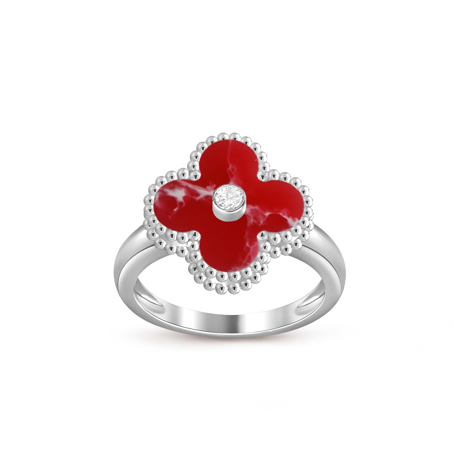 [Aetheris]LUCKY CLOVER DIAMOND-ACCENT WHITE GOLD RING COLLECTION