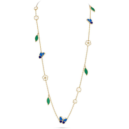 [Aetheris]GLÜCKLICHE FRÜHLINGS-SCHMETTERLINGS- & BLUMEN-STATEMENT-HALSKETTE – 15-MOTIV-BLUMEN-DESIGN