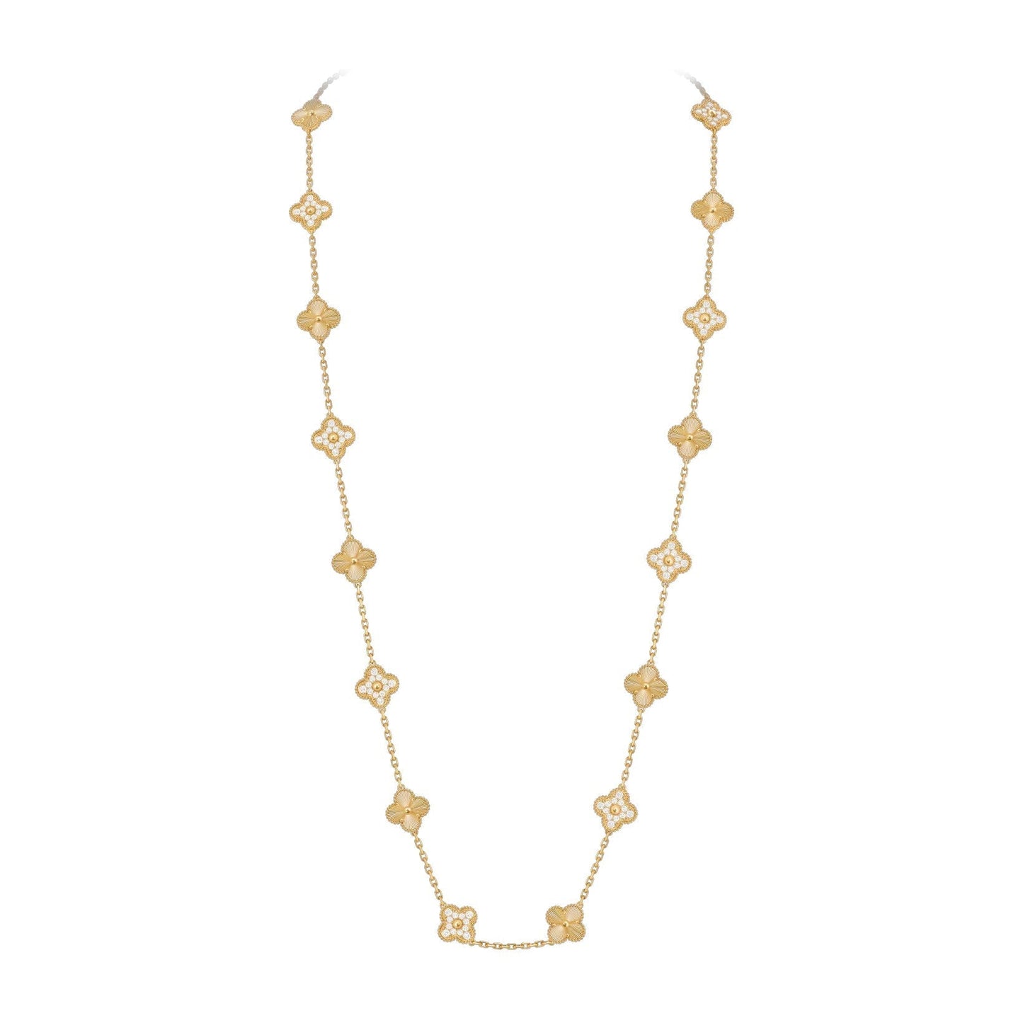 [Aetheris]CLASSIC 20-MOTIF LUCKY CLOVER LONG NECKLACE GOLD COLLECTION