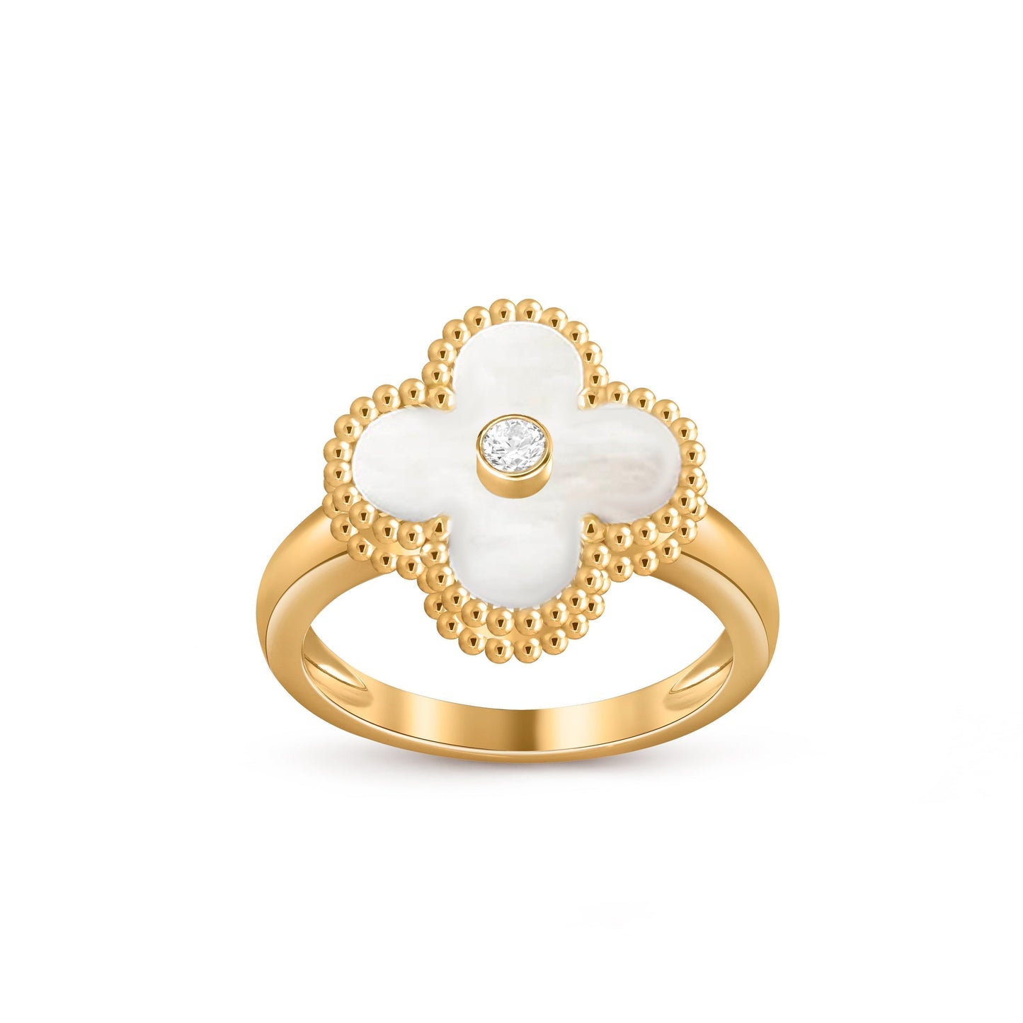 [Aetheris]LUCKY CLOVER DIAMOND-ACCENT GOLD RING COLLECTION