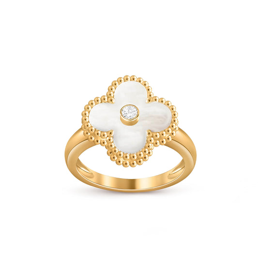 [Aetheris]LUCKY CLOVER DIAMOND-ACCENT GOLD RING COLLECTION