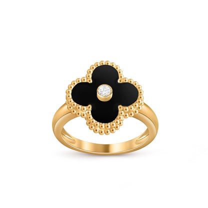 [Aetheris]LUCKY CLOVER DIAMOND-ACCENT GOLD RING COLLECTION