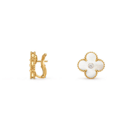 [Aetheris] 15MM KLEEBLÜTEN-OHRSTECKER DIAMANT-GOLD-KOLLEKTION