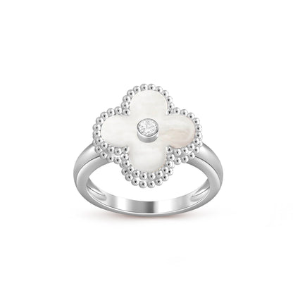 [Aetheris]LUCKY CLOVER DIAMOND-ACCENT WHITE GOLD RING COLLECTION