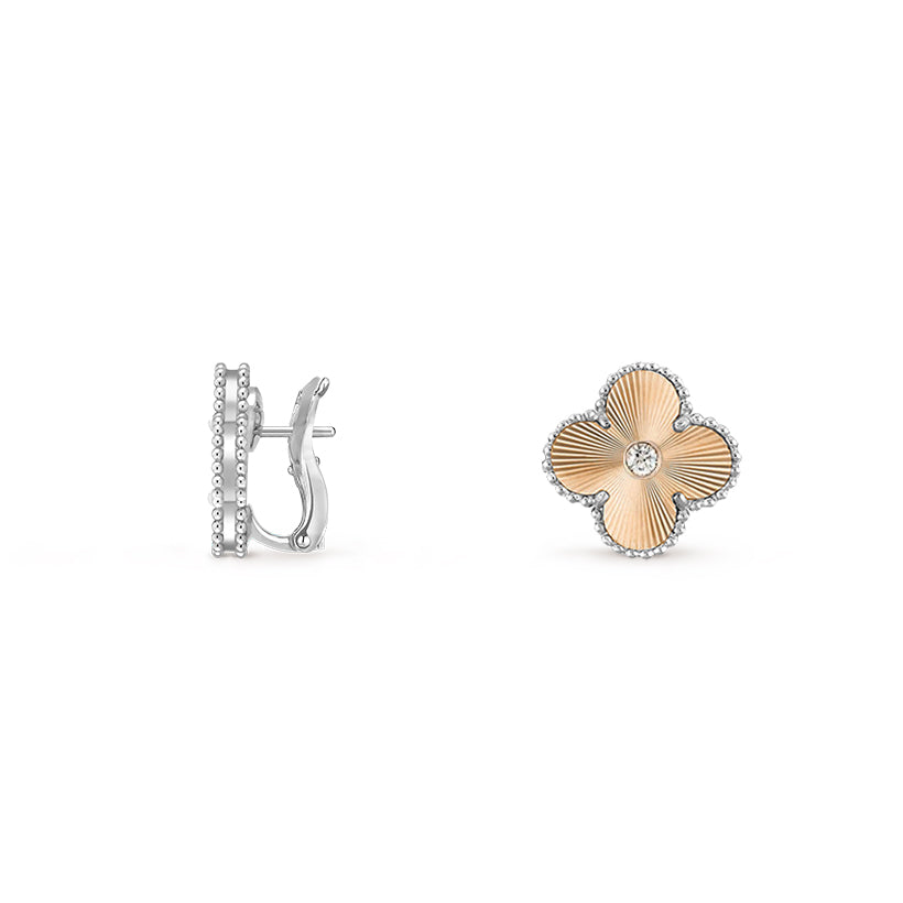 [Aetheris] 15MM KLEEBLÜTEN-OHRSTECKER DIAMANT-WEISSGOLD KOLLEKTION