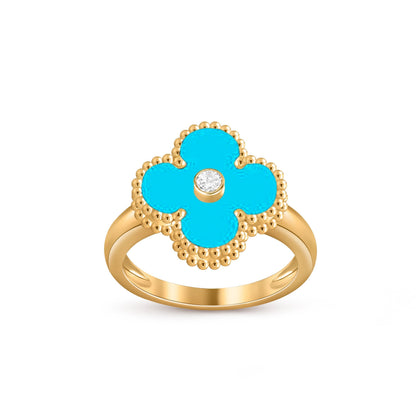 [Aetheris]LUCKY CLOVER DIAMOND-ACCENT GOLD RING COLLECTION