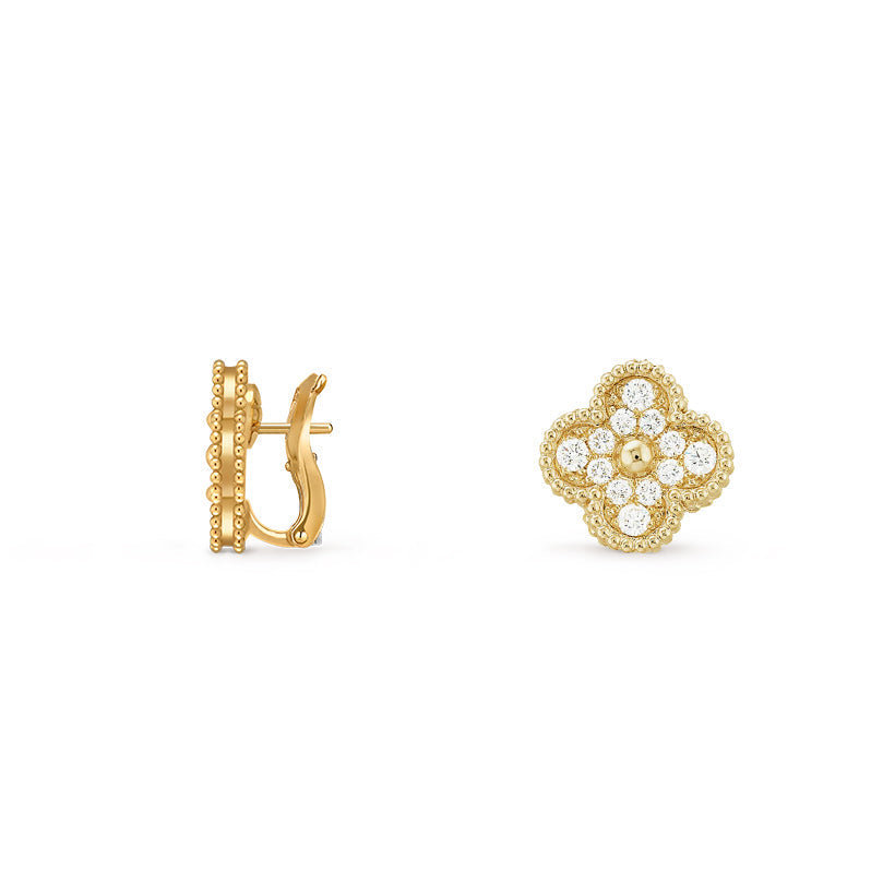 [Aetheris]15MM KLEEBCHBLUMEN OHRSTECKER GOLD KOLLEKTION