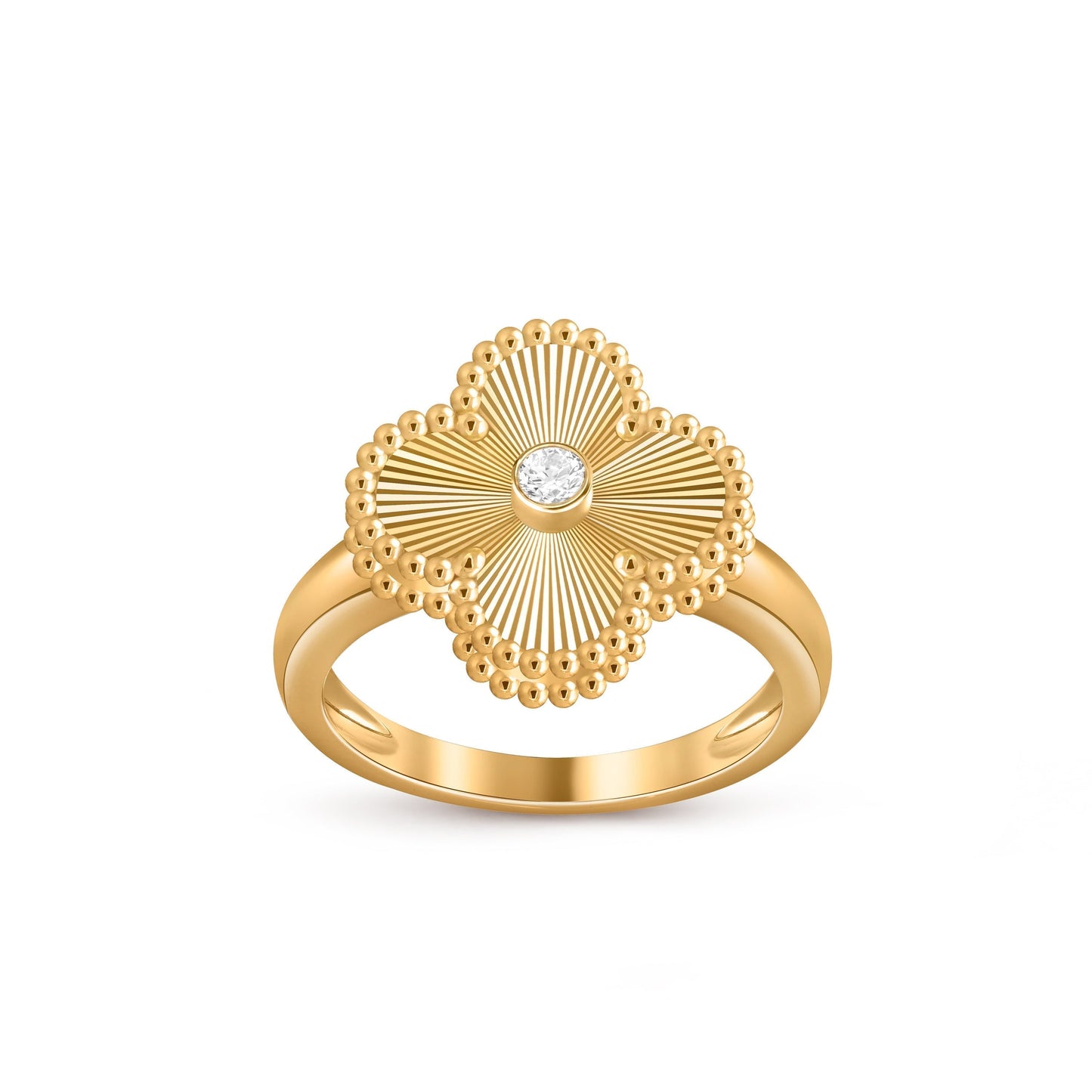 [Aetheris]LUCKY CLOVER DIAMOND-ACCENT GOLD RING COLLECTION