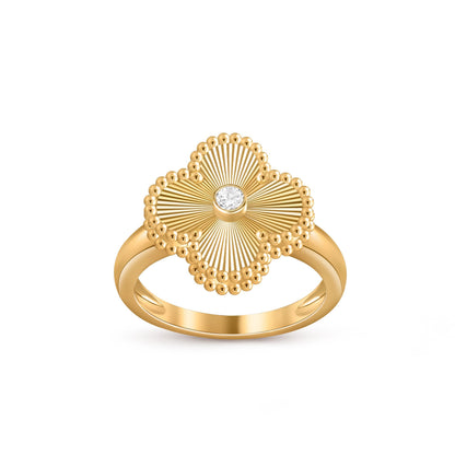 [Aetheris]LUCKY CLOVER DIAMOND-ACCENT GOLD RING COLLECTION