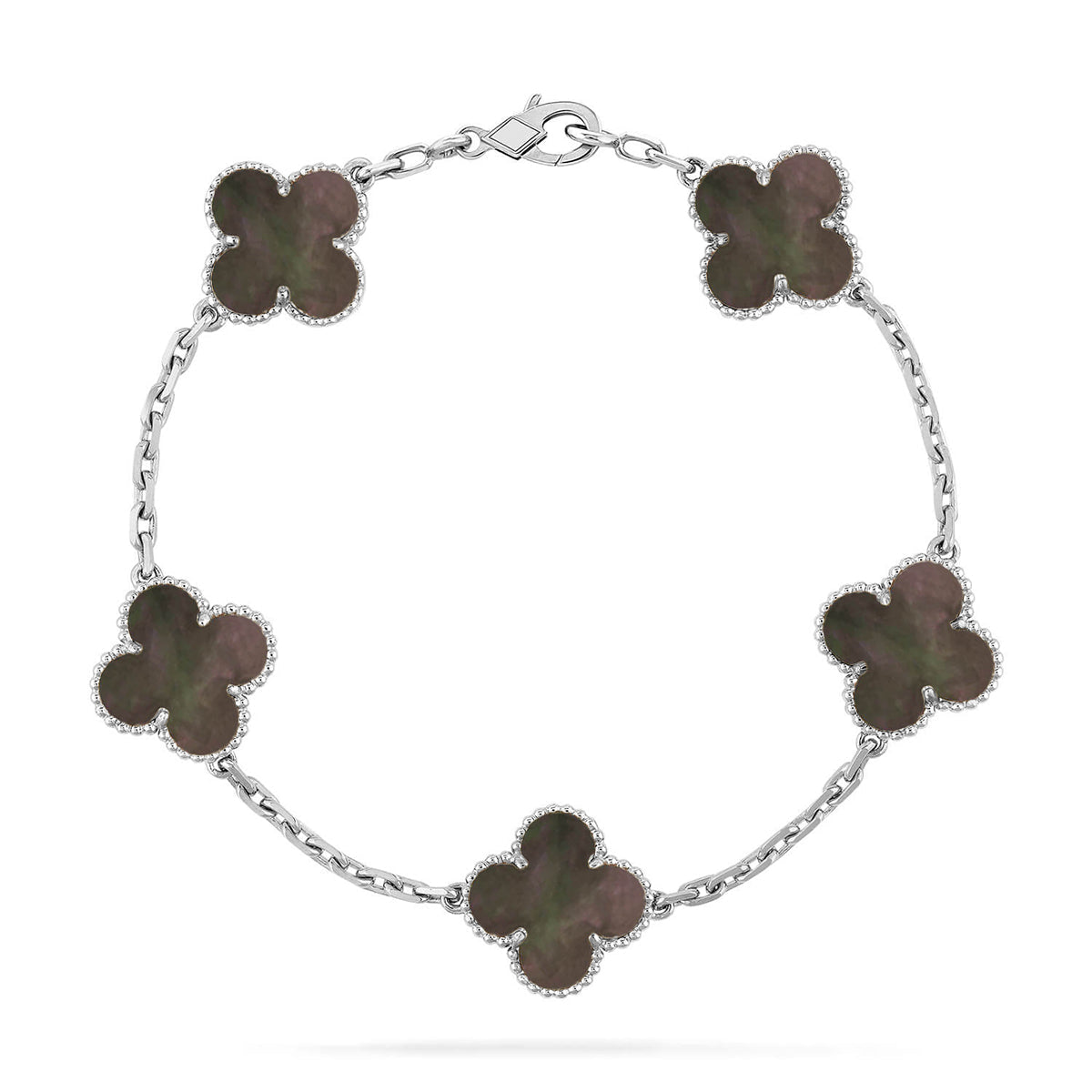 [Aetheris]LUCKY CLOVER 5-MOTIV-ARMBAND – KOLLEKTION GRAUES PERLMUTT