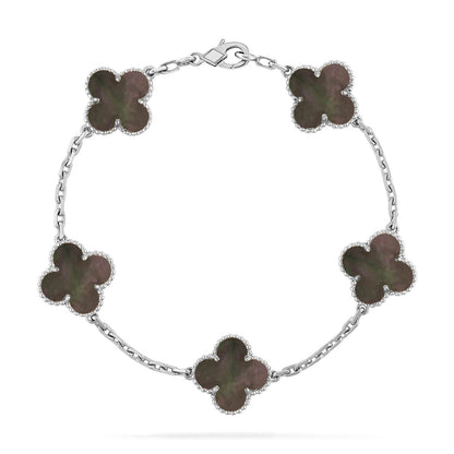 [Aetheris]LUCKY CLOVER 5-MOTIV-ARMBAND – KOLLEKTION GRAUES PERLMUTT