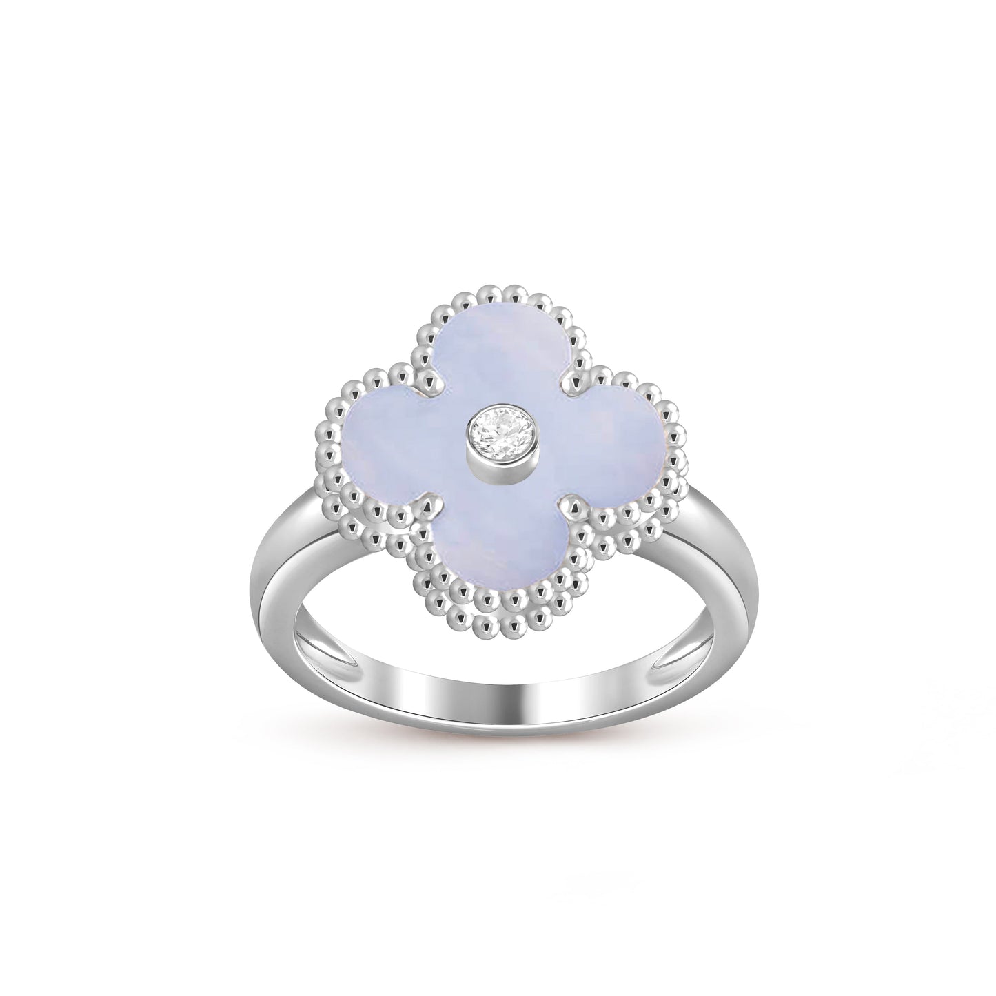 [Aetheris]LUCKY CLOVER DIAMOND-ACCENT WHITE GOLD RING COLLECTION