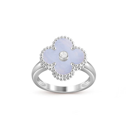 [Aetheris]LUCKY CLOVER DIAMOND-ACCENT WHITE GOLD RING COLLECTION